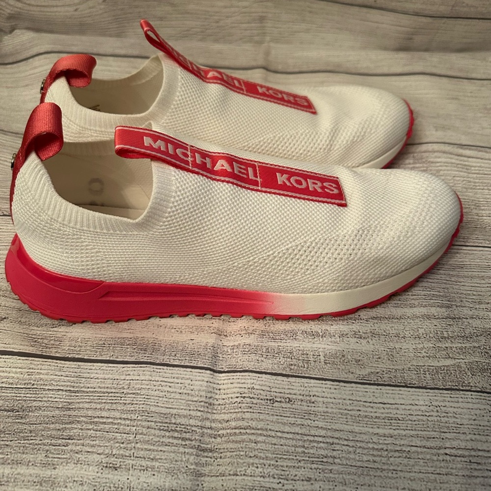 Michael Kors White and Pink Slip-On Sneakers - Picture 4 of 7